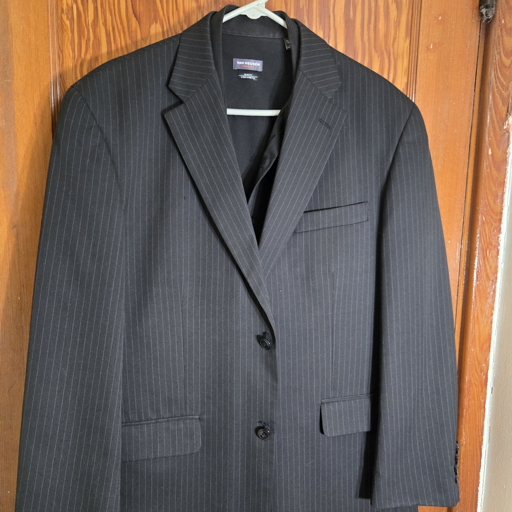 Men's Black Pinstripe Suit 2 Piece